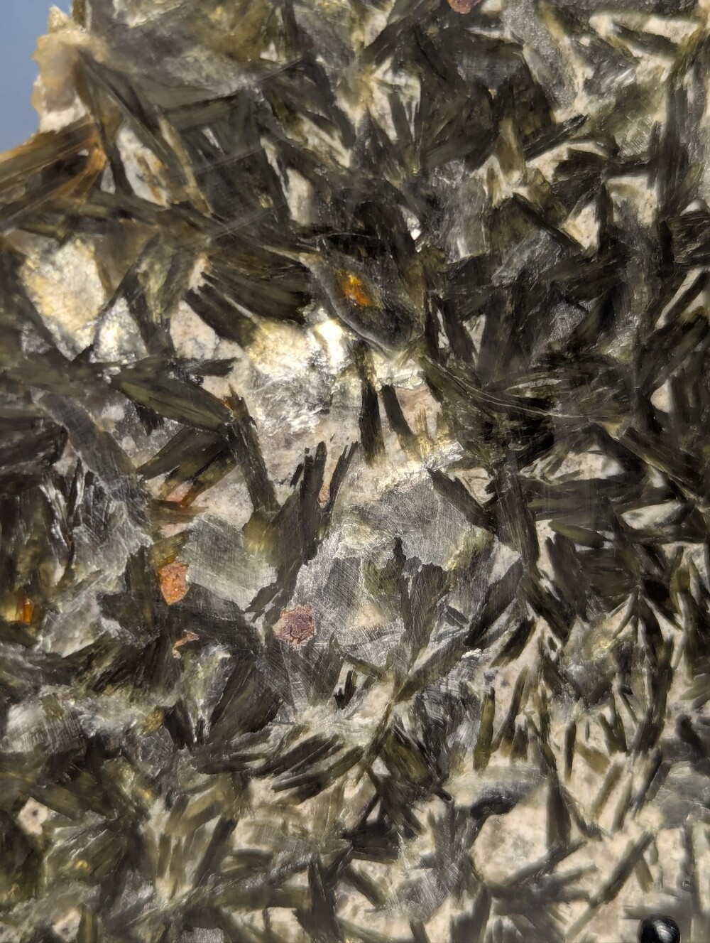 Green Mica Lepidolite with Garnet Slab - 6 3/4 X 6 Inches - Madagascar - Picture 8 of 11